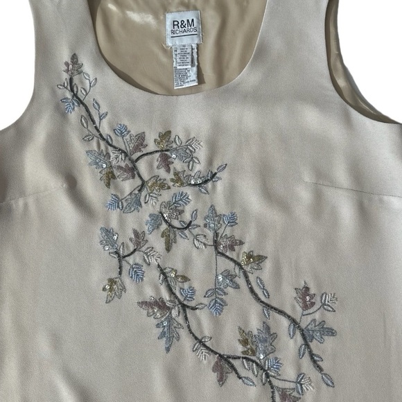 R&M Richards Vintage Elegant 3 Piece Cream Chiffon Embroidered Beaded Set - Picture 16 of 16